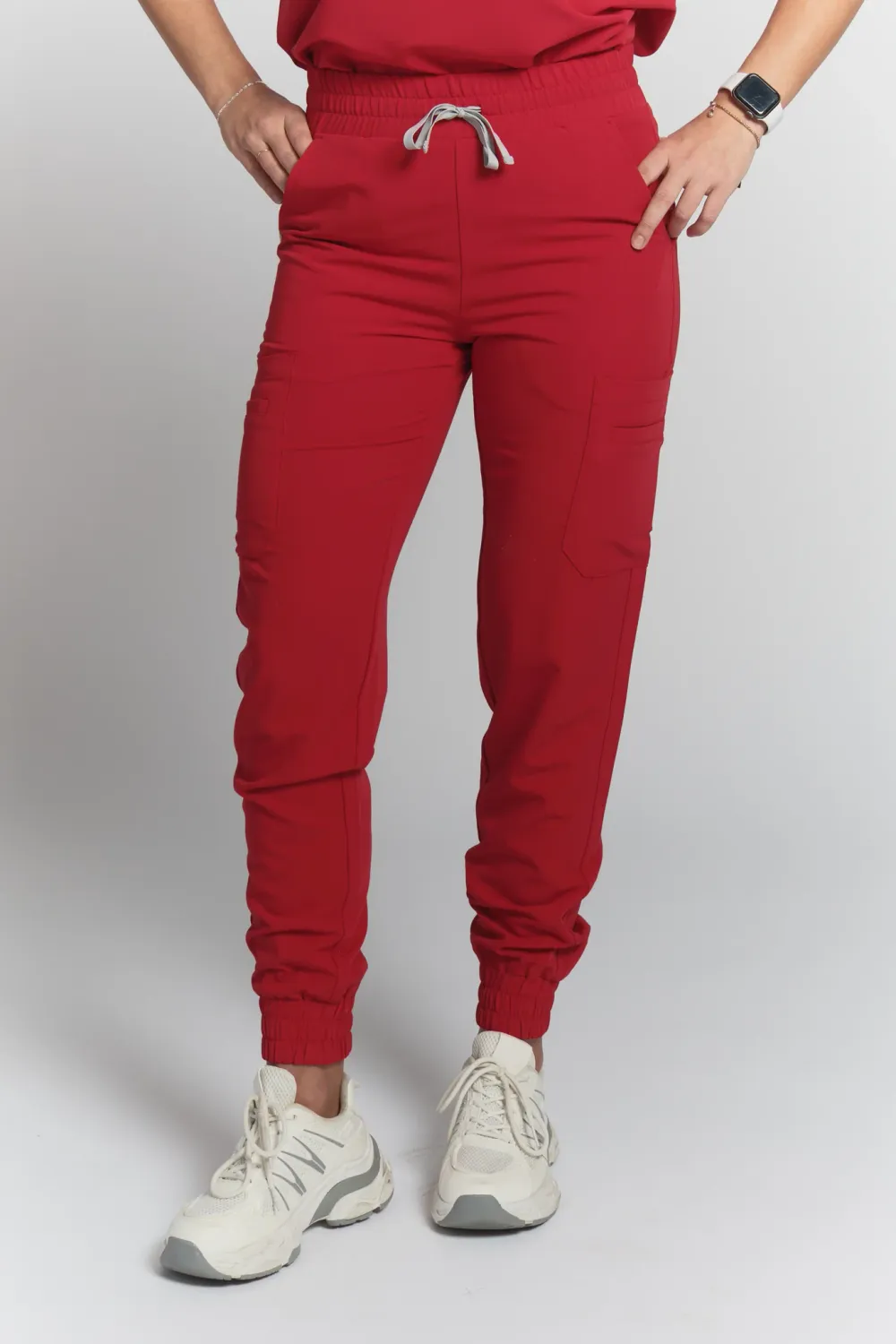 Joiia Women's Anastasia 8 Pocket Jogger, Colour: Ruby Red, Size: X Small