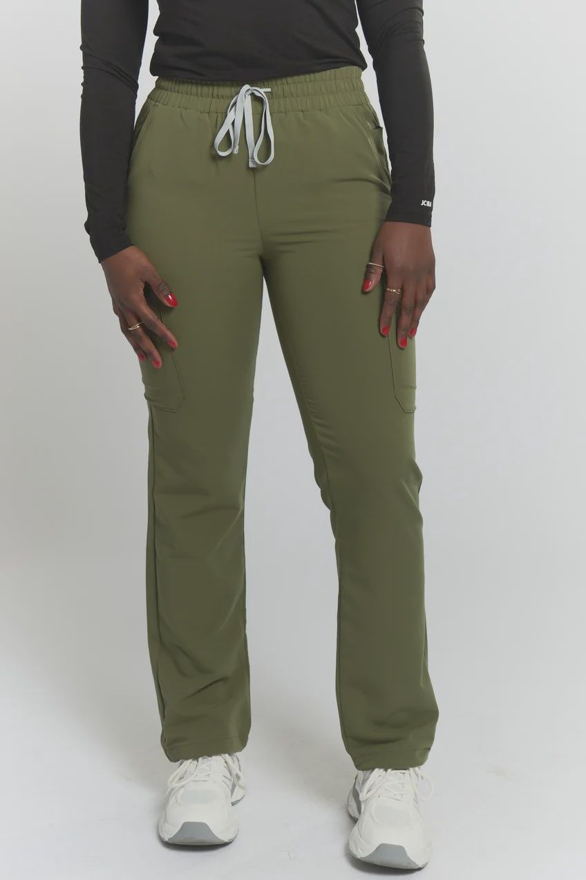 Joiia  Women's LuLu  8 Pocket Straight Leg Pant, Colour: Mossy Green, Size: X Small