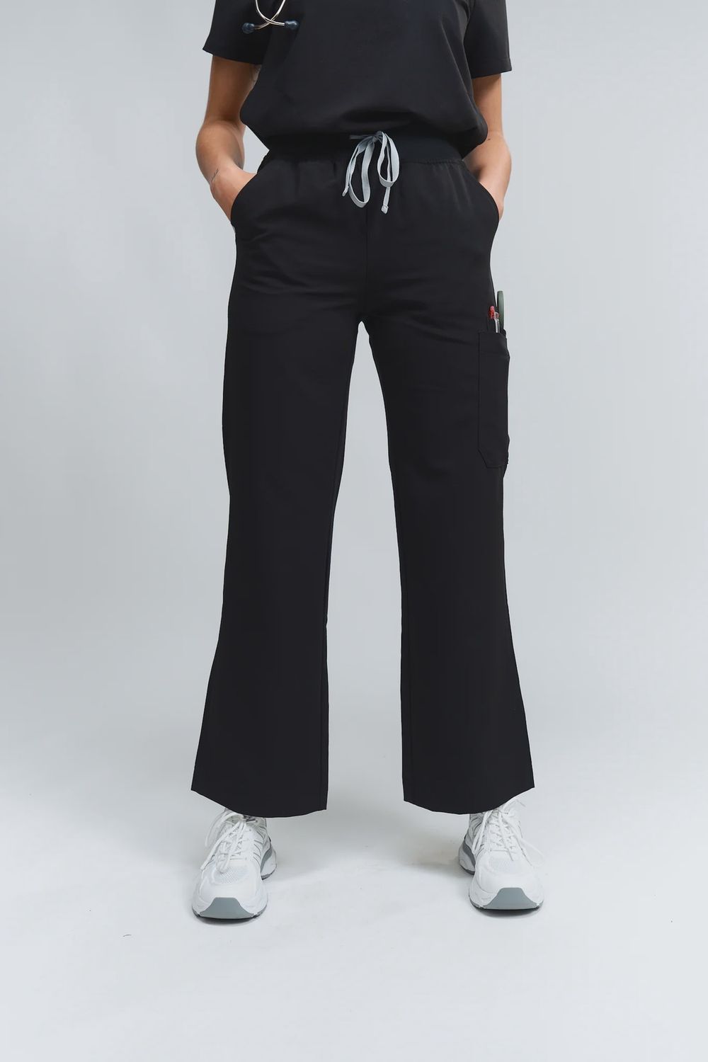 Joiia Women's ACE Wide Leg Scrub Pants Tall, Colour: Black, Size: 2X Small Tall