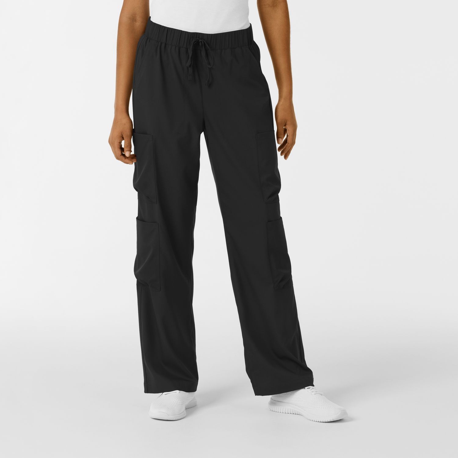 Wink Boundless Women's Classic Wide Leg Cargo Scrub Pant, Colour: Black, Size: X Small