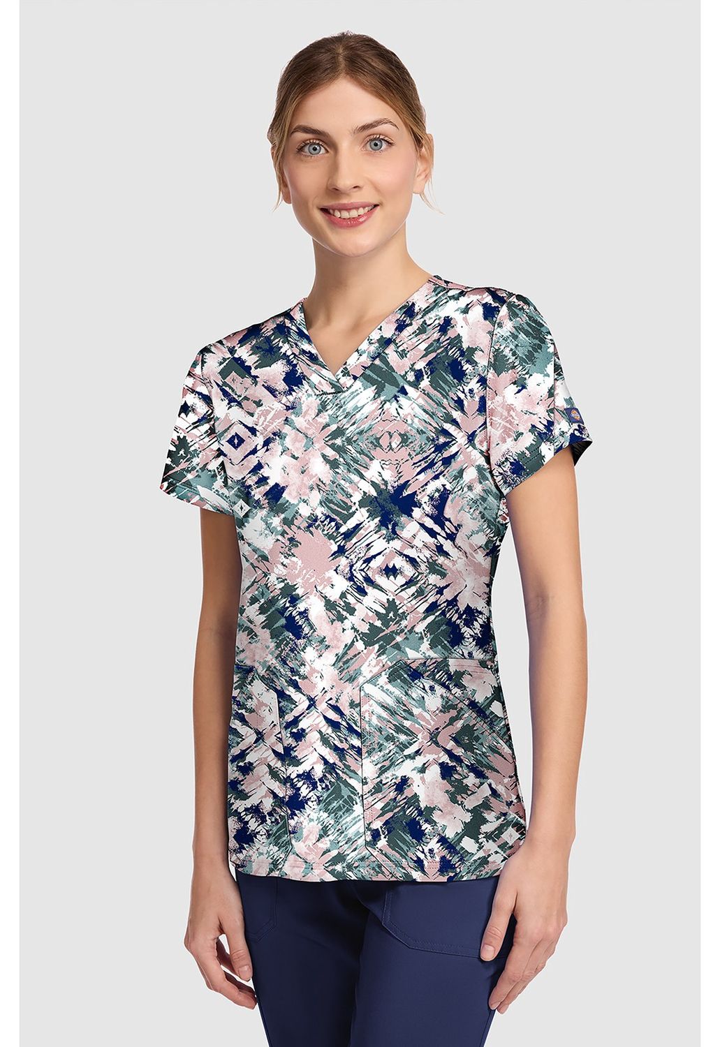 Dickies Print V-Neck Print Top in Tribal Tie Dye