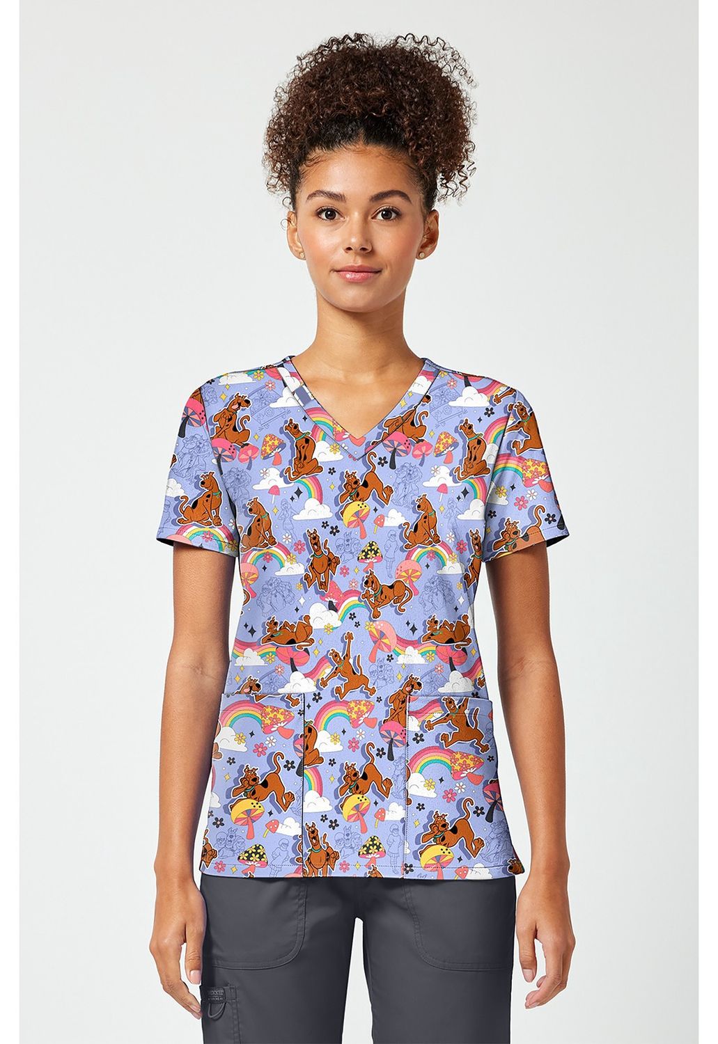Toonieforms Women's Print V-Neck Top in I Found A Clue