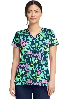 MedCouture Women's V-Neck Print in DIZZY DAISY