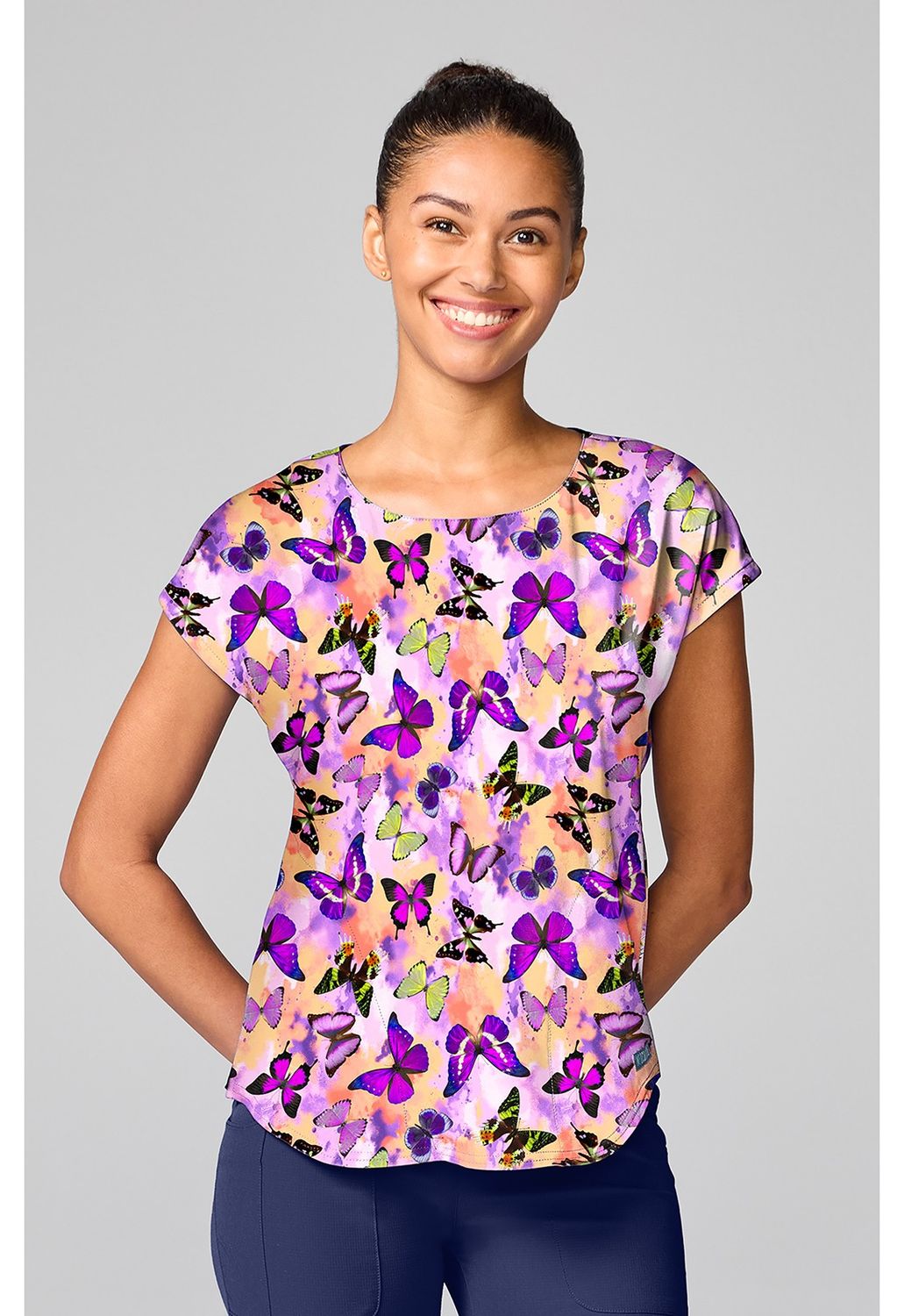 MedCouture  Women's Dolman Print Top in Dreamy Butterfly
