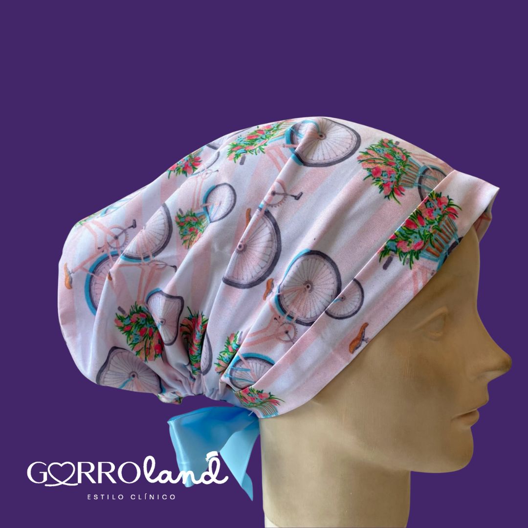 BICI CON FLORES FONDO ROSA