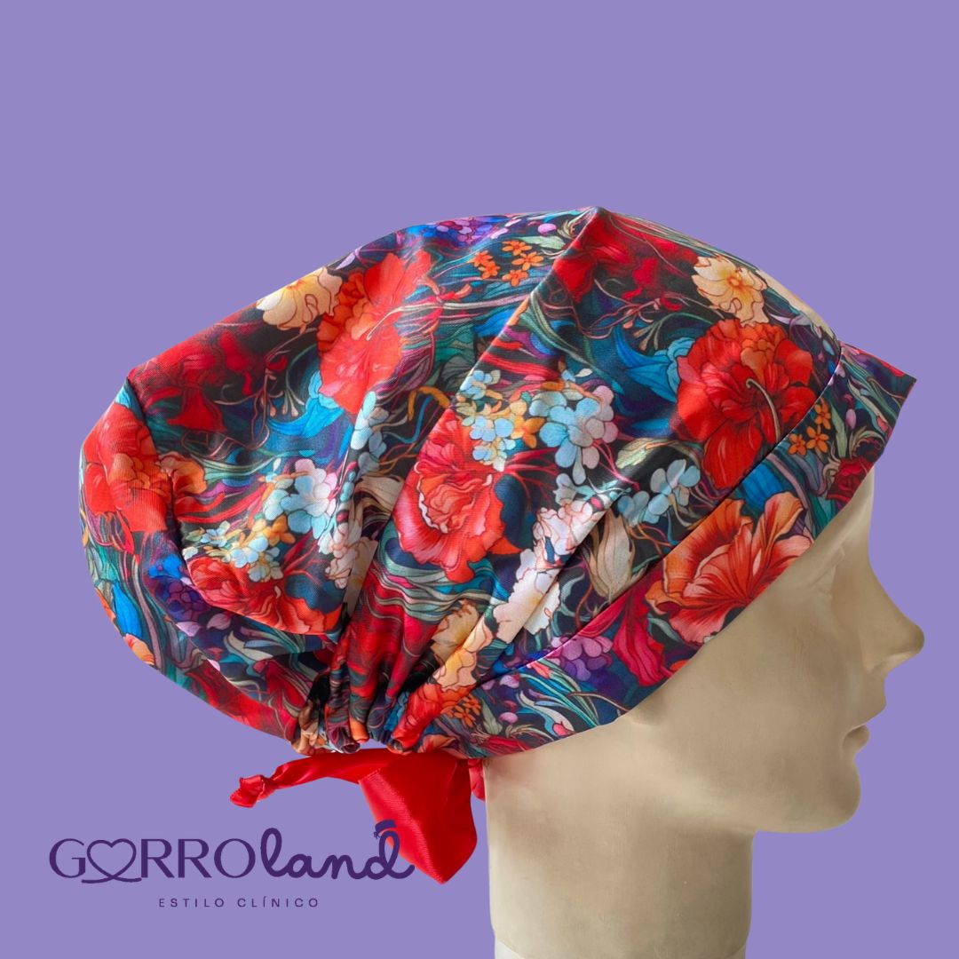 FLORES ROJAS FONDO AZUL