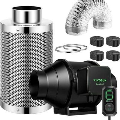 Vivosun Aerozesh Fan, filter, controller, duct kit