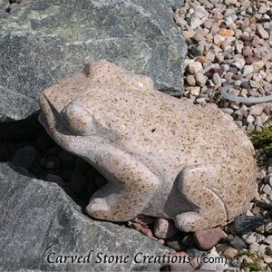 Small Spitting Frog Fountain, Giallo Fantasia Granite