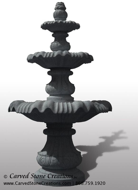 Large Classical 3-Tier Fountain, D72&#8243; x H126&#8243;, Charcoal Grey
