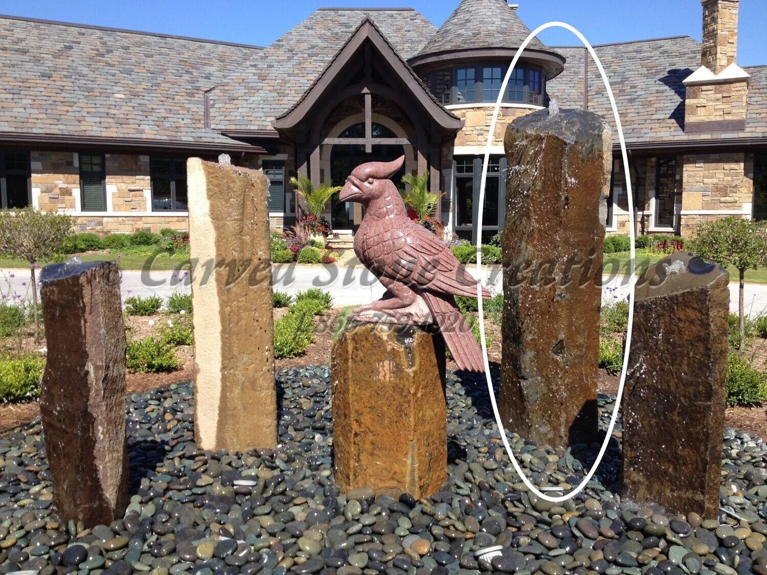 Large Bubbling Basalt Column Fountain, H84" x 18-24"
