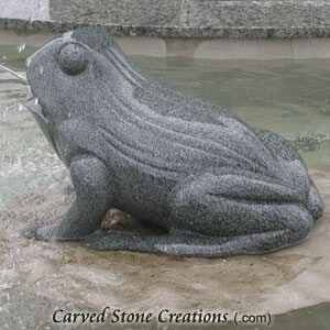 Large Hand-Carved Granite Spitting Frog Fountain