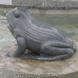 Large Hand-Carved Granite Spitting Frog Fountain
