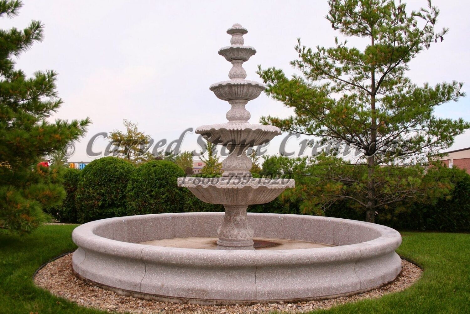 12' Round Contour Fountain Pool Surround, Wild Rose