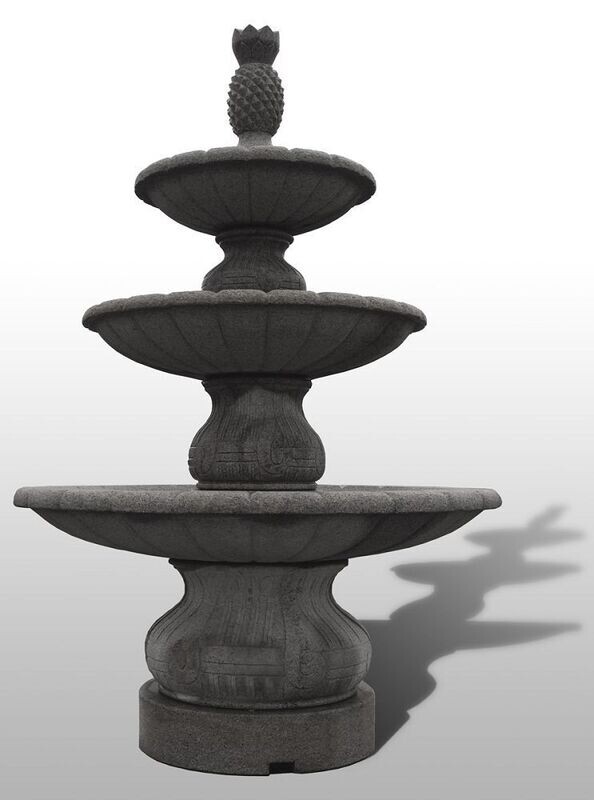 Large Playa Vista 3-Tier Fountain, D84" x H126", Charcoal Grey Granite
