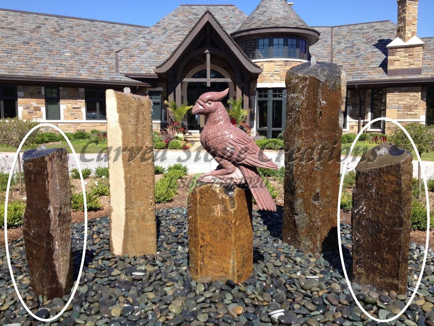 Large Bubbling Basalt Column Fountain, H48" 18-24"
