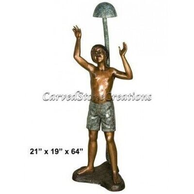 Bronze Boy with Mushroom Fountain, 21x19xH64"