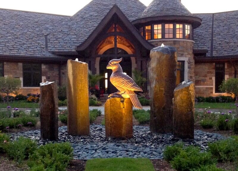 Bubbling Basalt Column Fountain, H36" x 18-24"
