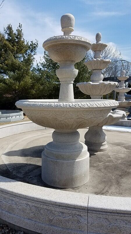 Traviata 2-Tier Fountain D60" x H96", Golden Sesame Granite
