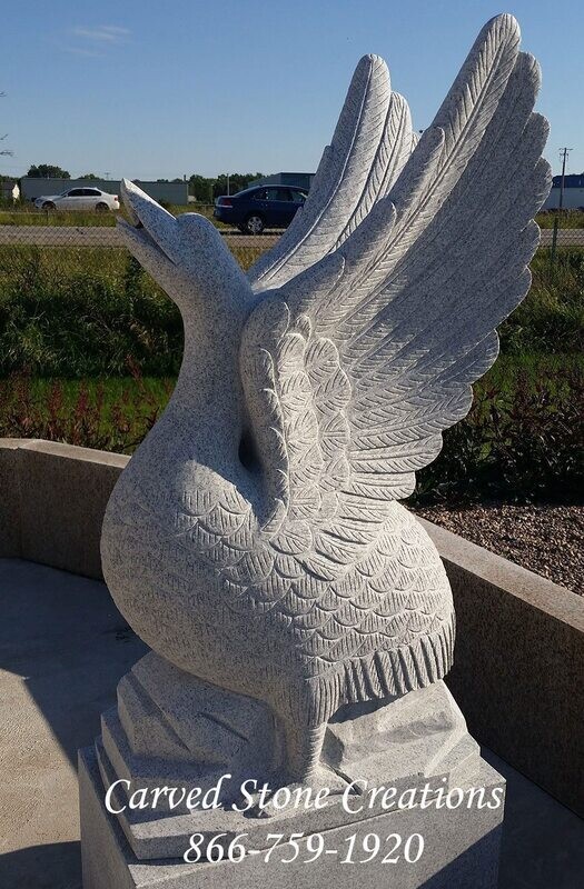 Custom Carved Swan Fountain without Pedestal