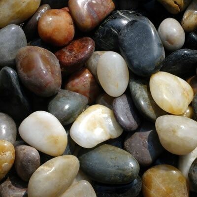 3/4-2in Flat Polished Pebbles, Natural Mixed 44LB
