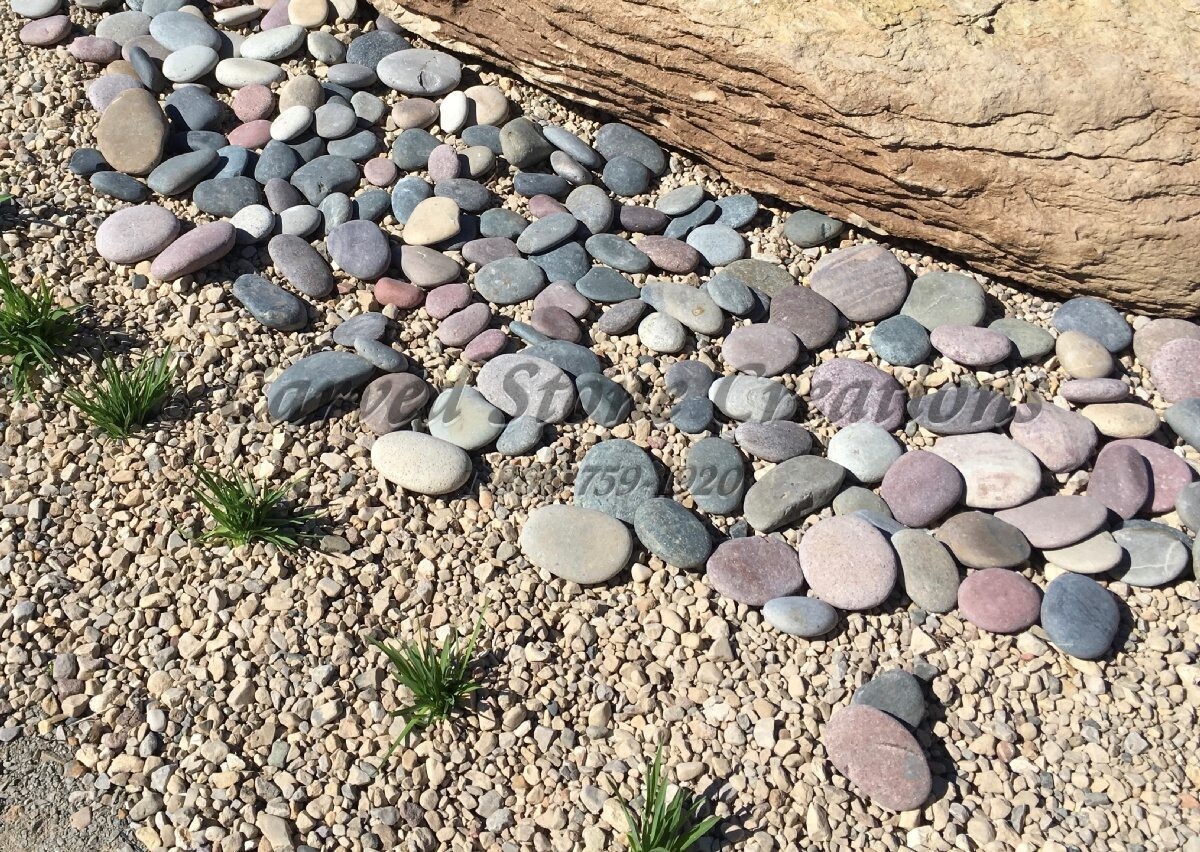 4-6in Flat Tumbled Pebbles, Natural Mixed 44LB
