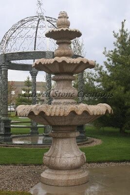 Large Classical 3-Tier Fountain, D72″ x H126″, Giallo Fantasia Granite