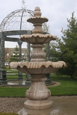 Large Classical 3-Tier Fountain, D72″ x H126″, Giallo Fantasia Granite
