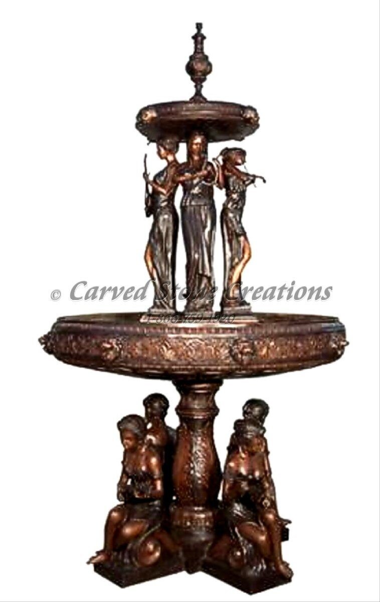 Bronze Fountain, 8 Women Musicians Two-Tier with 4 Woman Sitting. H112"