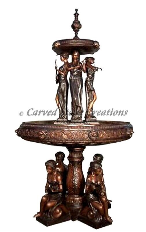 Bronze Fountain, 8 Women Musicians Two-Tier with 4 Woman Sitting. H112&quot;