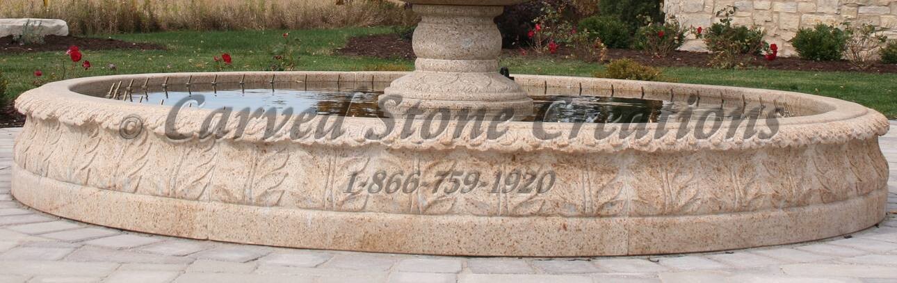 14′ Round Carved Acanthus Surround, H14in, Giallo Fantasia Y gra
