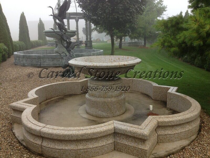 Wide Urn Fountain, D60" x H44", Giallo Fantasia R Granite
