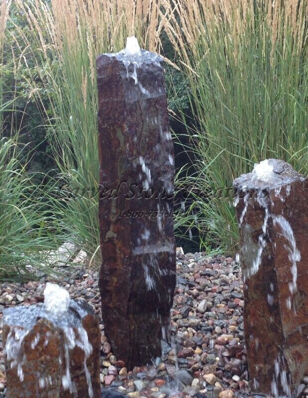 Large Bubbling Basalt Column Fountain, H48″ x 12″
