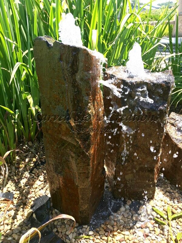 Large Bubbling Basalt Column Fountain, H30&#8243; x 12&#8243;
