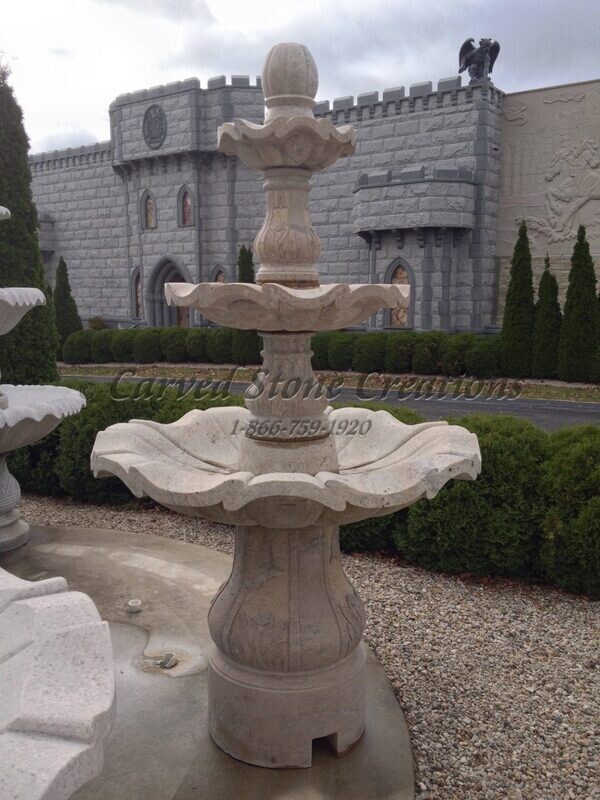 3-Tiered Scalloped Fountain, D54" x H96", Cabo Sands Granite.
