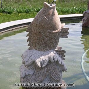 Jumping Koi Fish Fountain, Giallo Fantasia Granite

