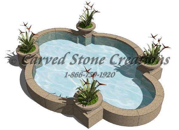 12' x 16' Oval Quatrefoil Fountain Pool Surround, Giallo Fantasia R



