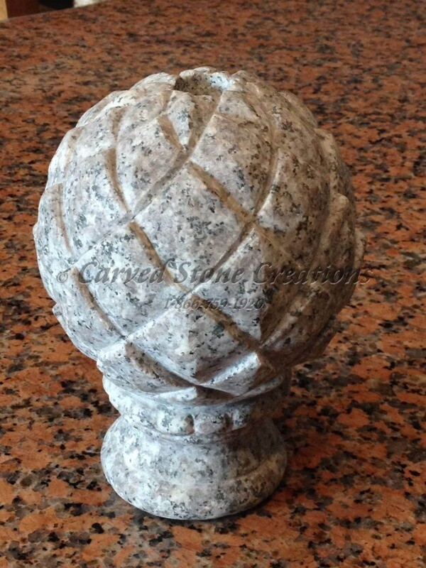 Round Artichoke Finial, D4xH7-1/2, Bainbrook Brown Granite
