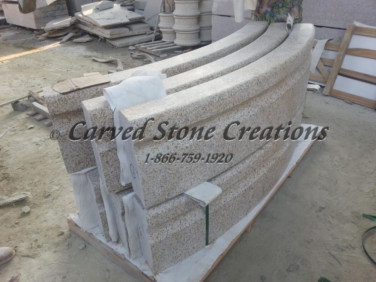14′ Round Cypress Fountain Pool Surround, Giallo Fantasia Y Granite
