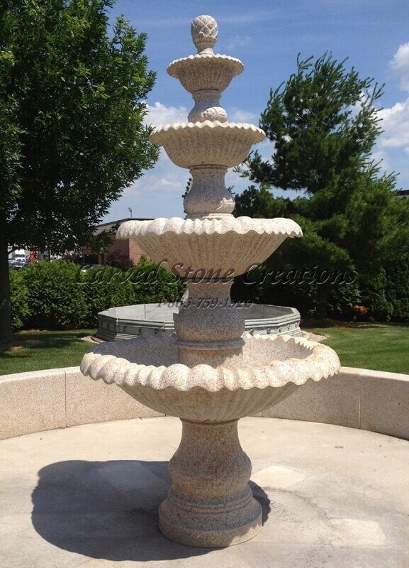 4-Tier Fountain, D54" x H108", Giallo Fantasia Y Granite
