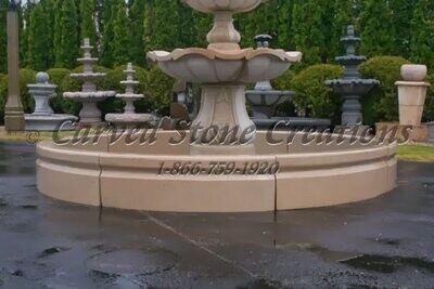 8' Round Cypress Fountain Pool Surround, Golden Cypress Granite