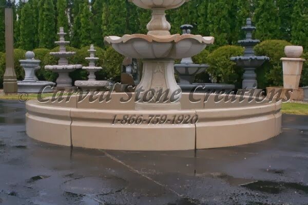 8' Round Cypress Fountain Pool Surround, Golden Cypress Granite
