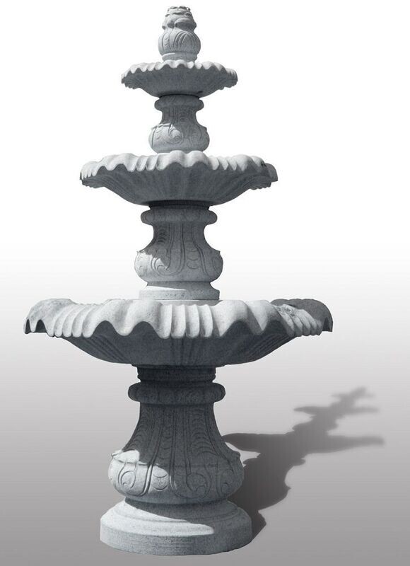 Large Classical 3-Tier Fountain, D72" x H126", Bianco Catalina
