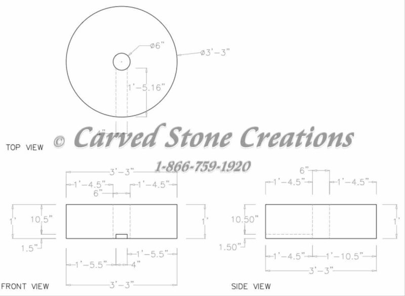 Fountain Riser D39xH12&quot;, Golden Cypress Granite
