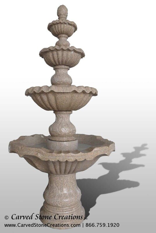 4-Tier Fountain, D54" x H108", Giallo Fantasia D Granite
