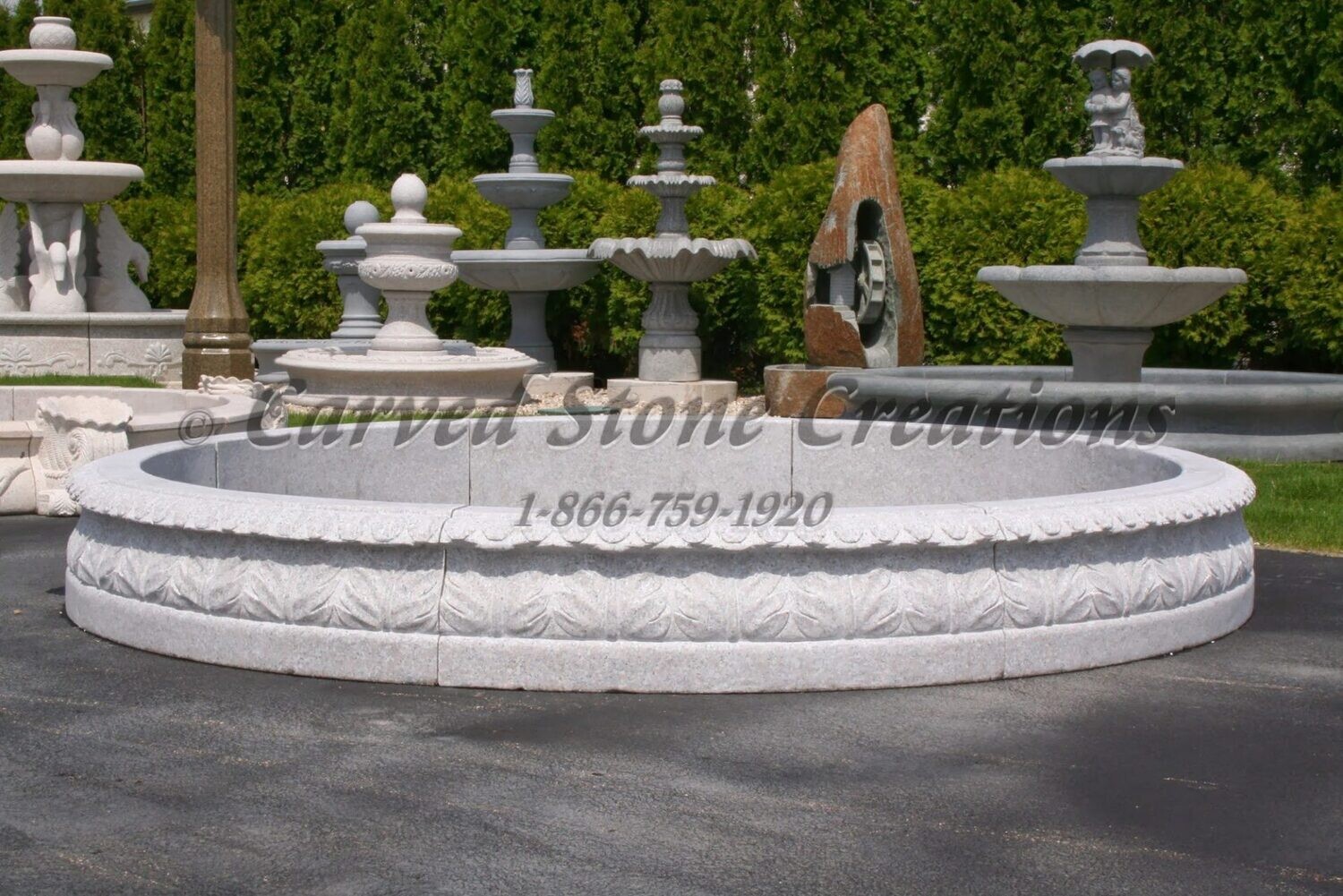 10' Round Acanthus Fountain Pool Surround, Wild Rose