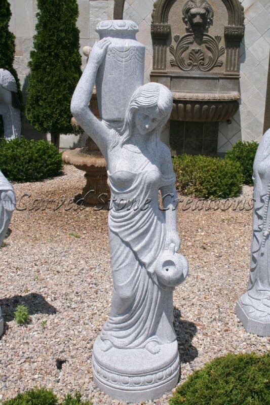 Rebecca at the Well Statuary Fountain, Bianco Catalina Granite
