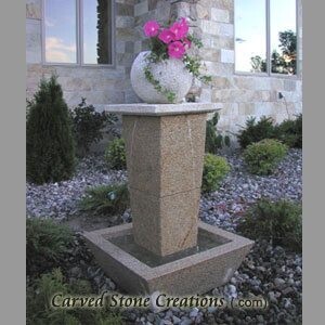 Tolken Fountain, H50″ x D36″, Giallo Fantasia Y Granite
