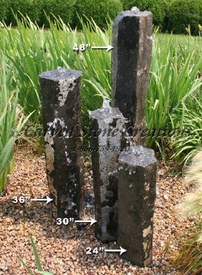 Bubbling Basalt 4-Column Rustic Garden Fountain Kit