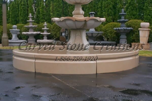 10' Round Cypress Fountain Pool Surround, Golden Cypress Granite