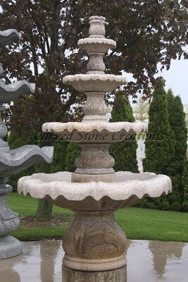 4-Tier Acanthus Leaf Fountain, D48″ x H72″, Giallo Fantasia D Granite